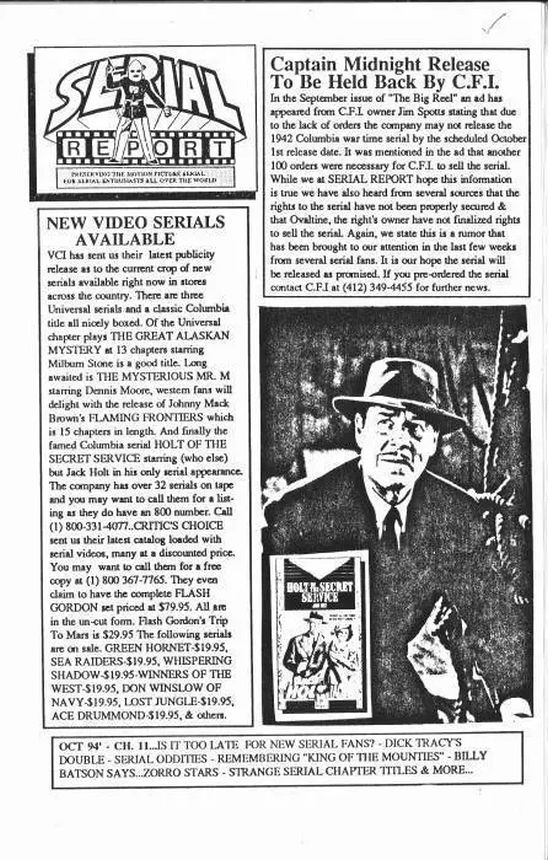 SERIAL REPORT magazine side cover Issue 11 October 1994