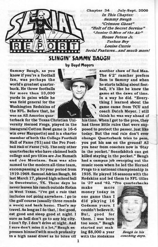 SERIAL REPORT magazine side cover Issue 34  July/September 2000