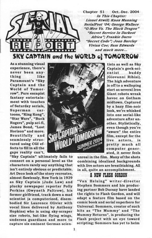 SERIAL REPORT magazine side cover Issue 51  October/December 2004