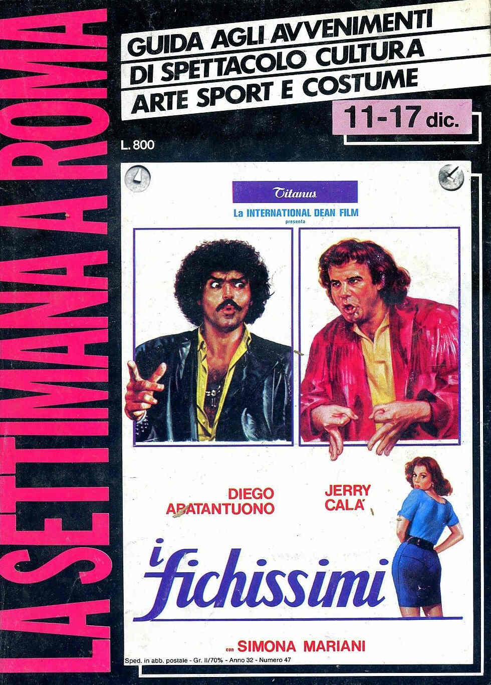SETTIMANA A ROMA |LA magazine side cover Issue 47 11 December 1979