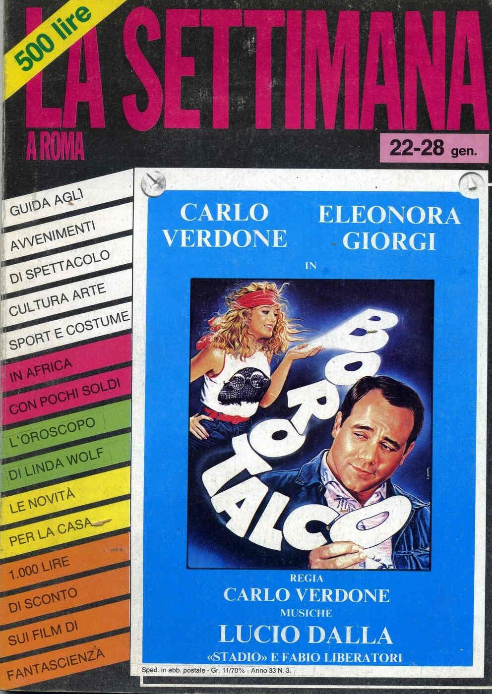 SETTIMANA A ROMA |LA magazine side cover Issue 3 22 January 1980