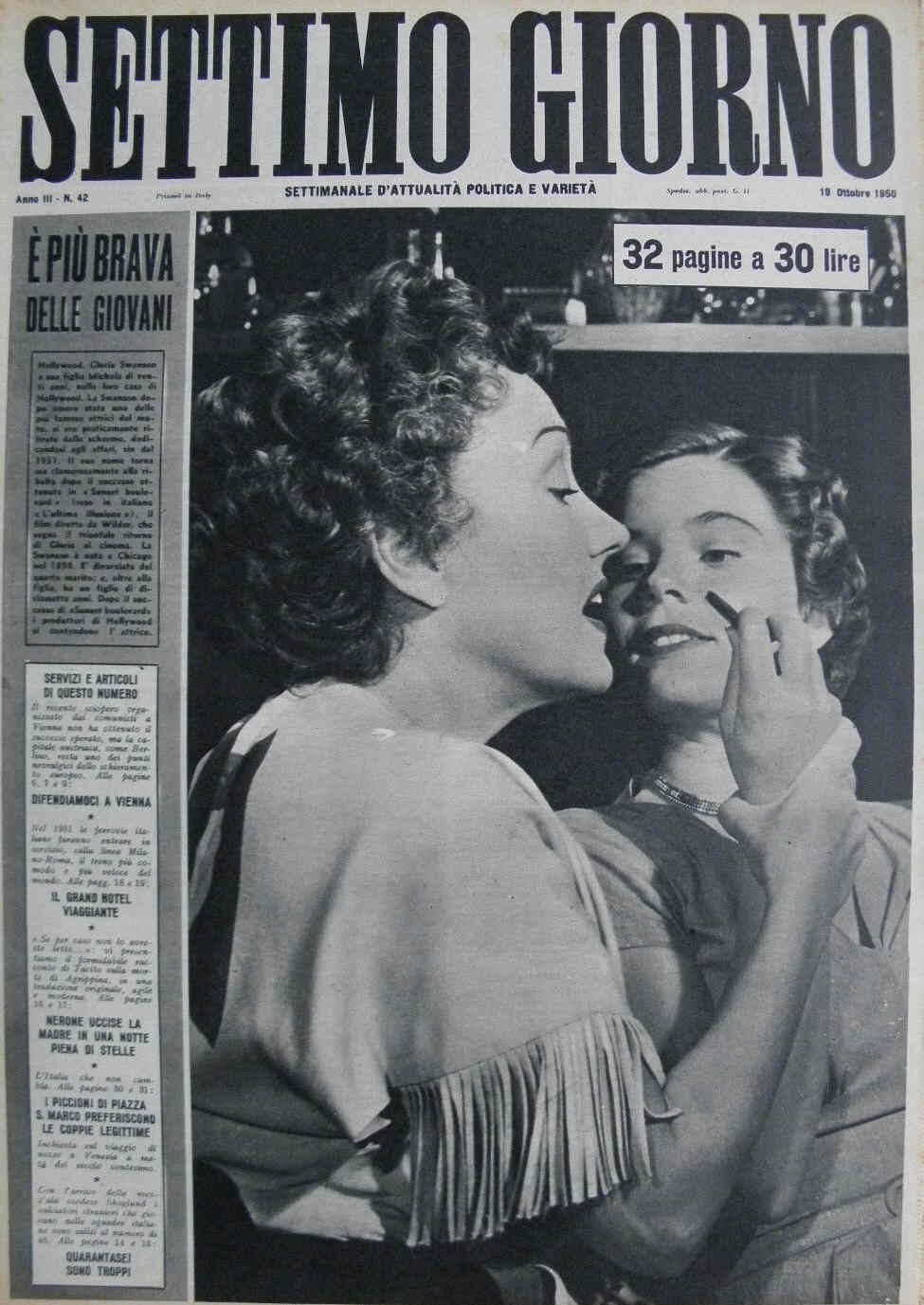 SETTIMO GIORNO magazine side cover Issue 42 19 October 1950
