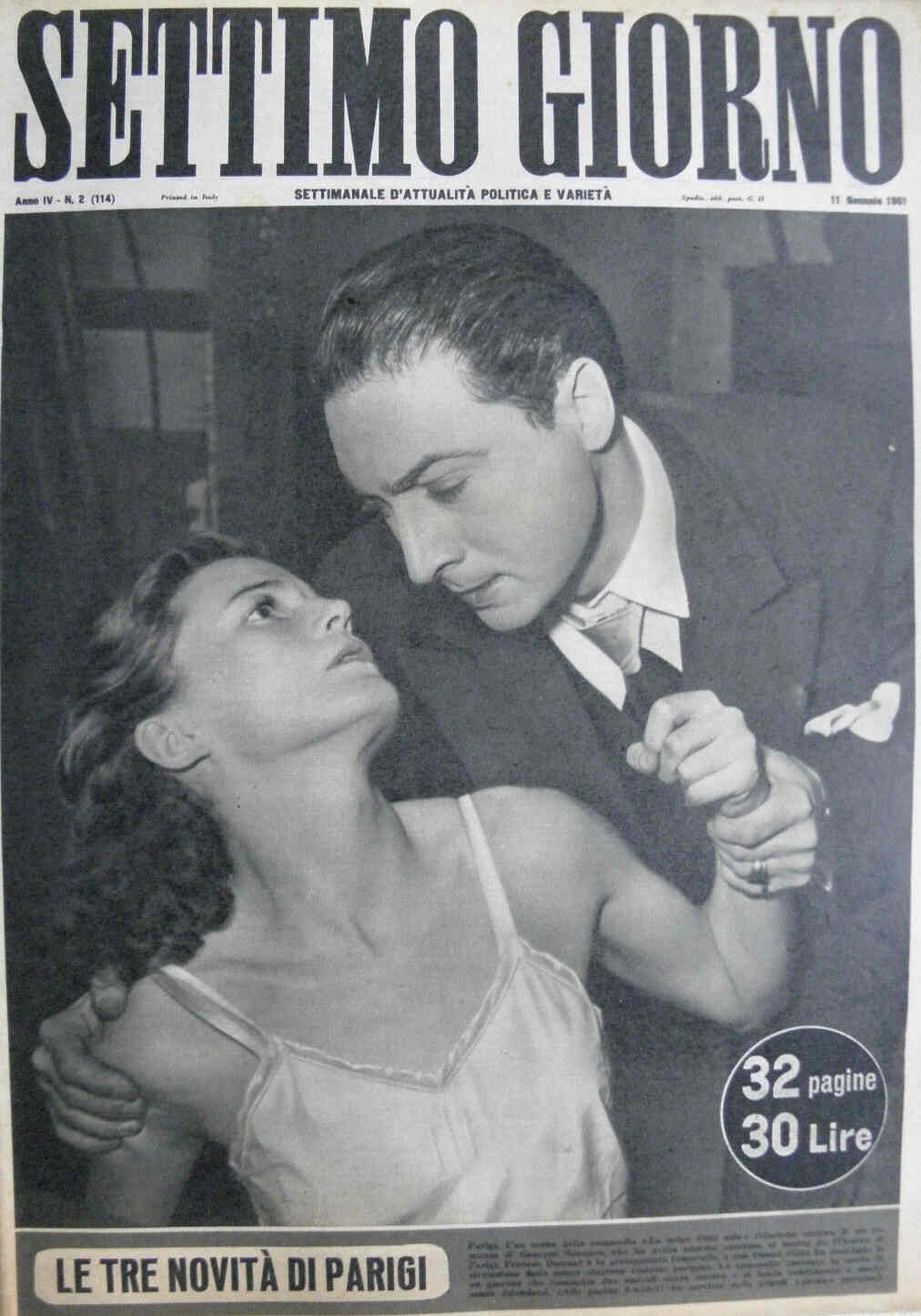 SETTIMO GIORNO magazine side cover Issue 2 11 January 1951