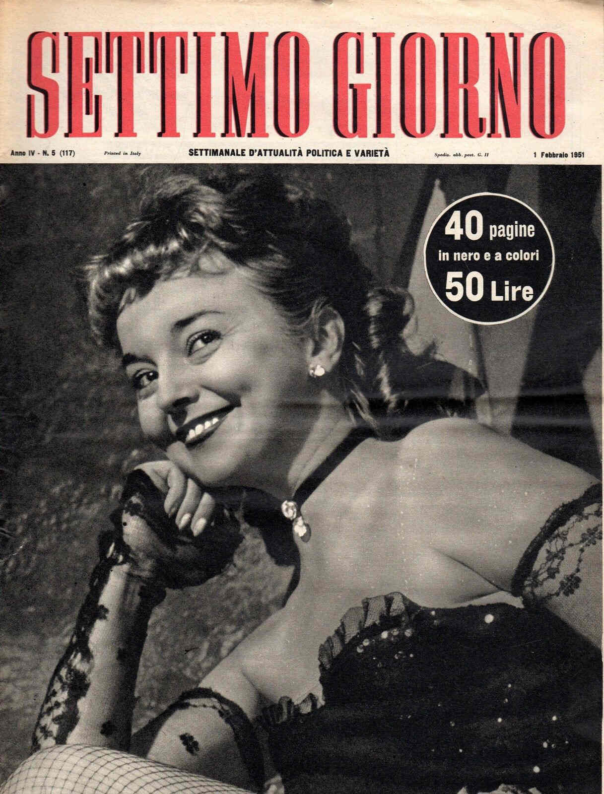 SETTIMO GIORNO magazine side cover Issue 5 1 February 1951