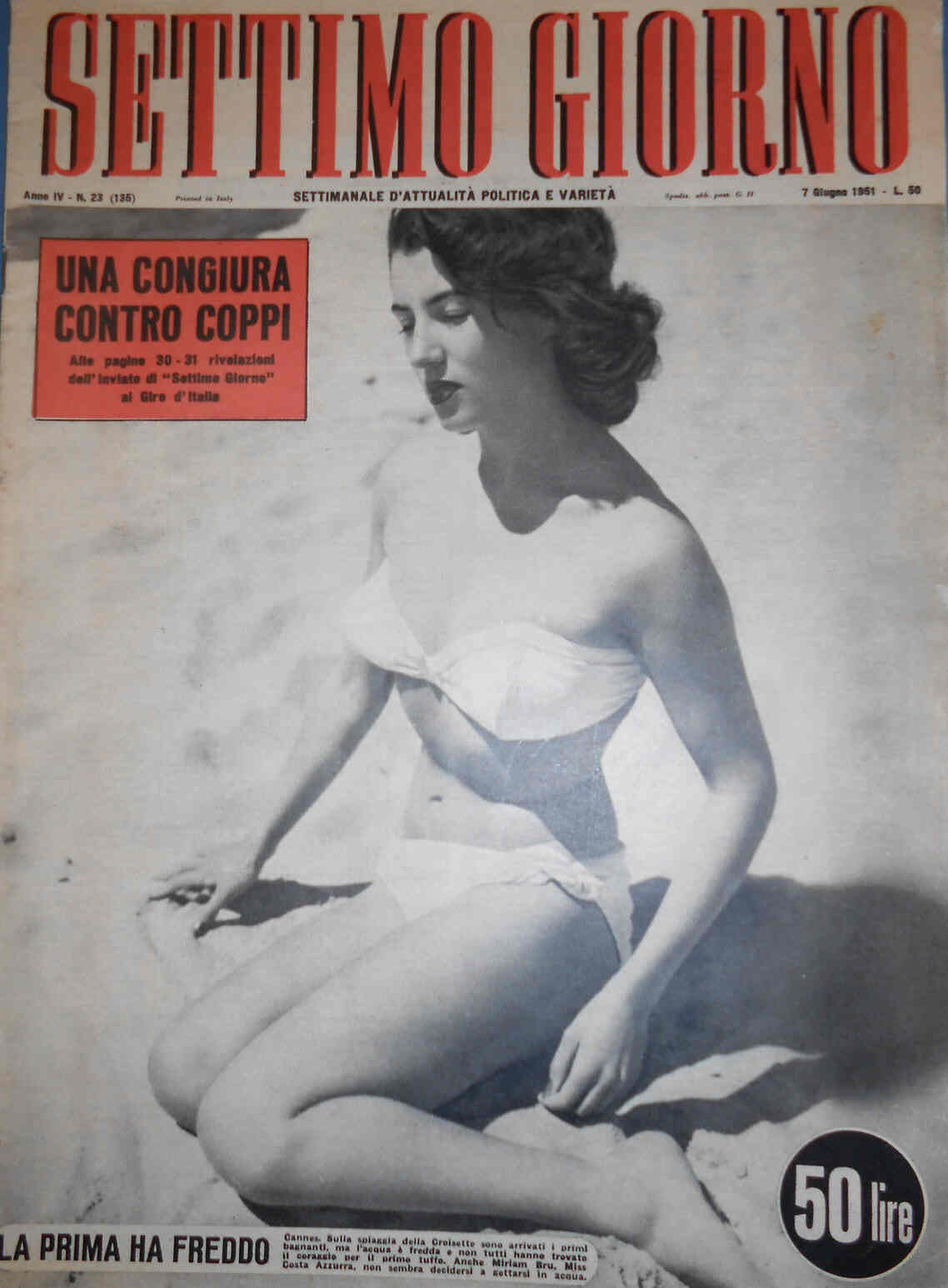 SETTIMO GIORNO magazine side cover Issue 23 7 June 1951