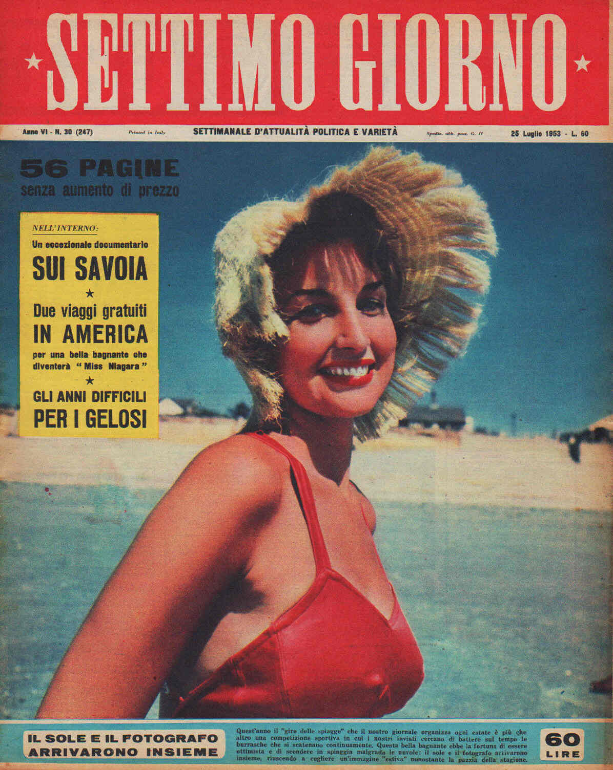 SETTIMO GIORNO magazine side cover Issue 30 25 July 1953
