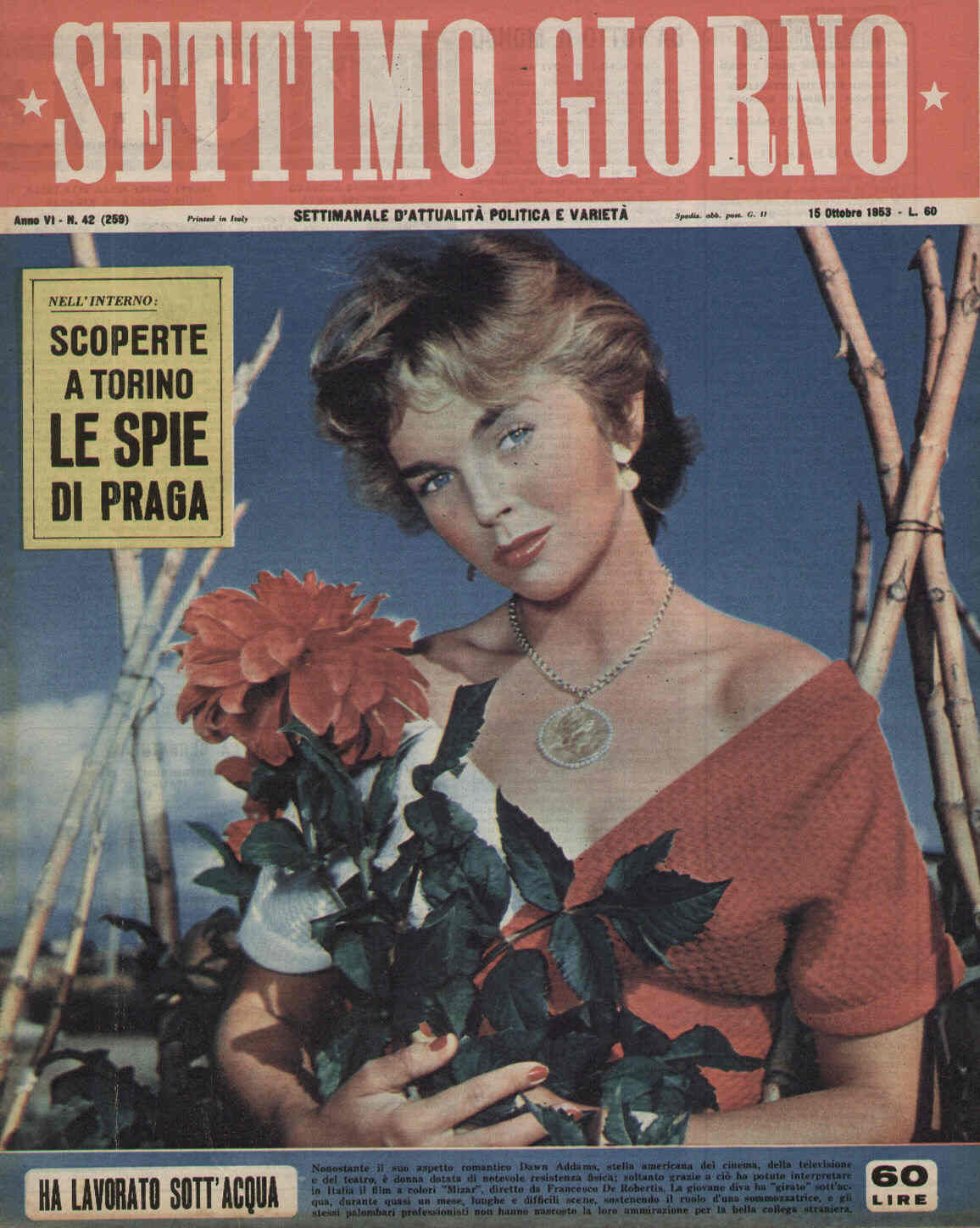 SETTIMO GIORNO magazine side cover Issue 42 15 October 1953