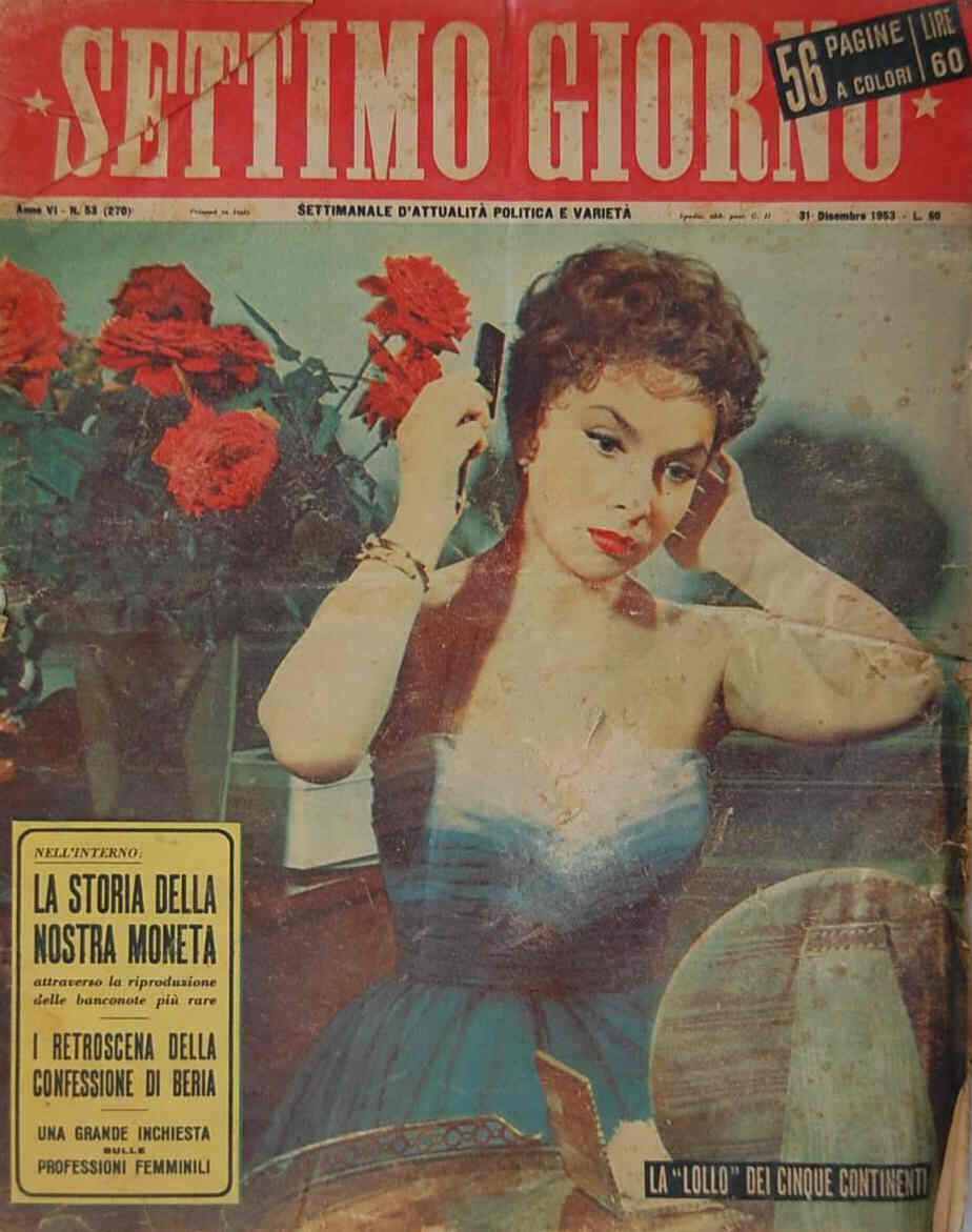 SETTIMO GIORNO magazine side cover Issue 53 31 December 1953