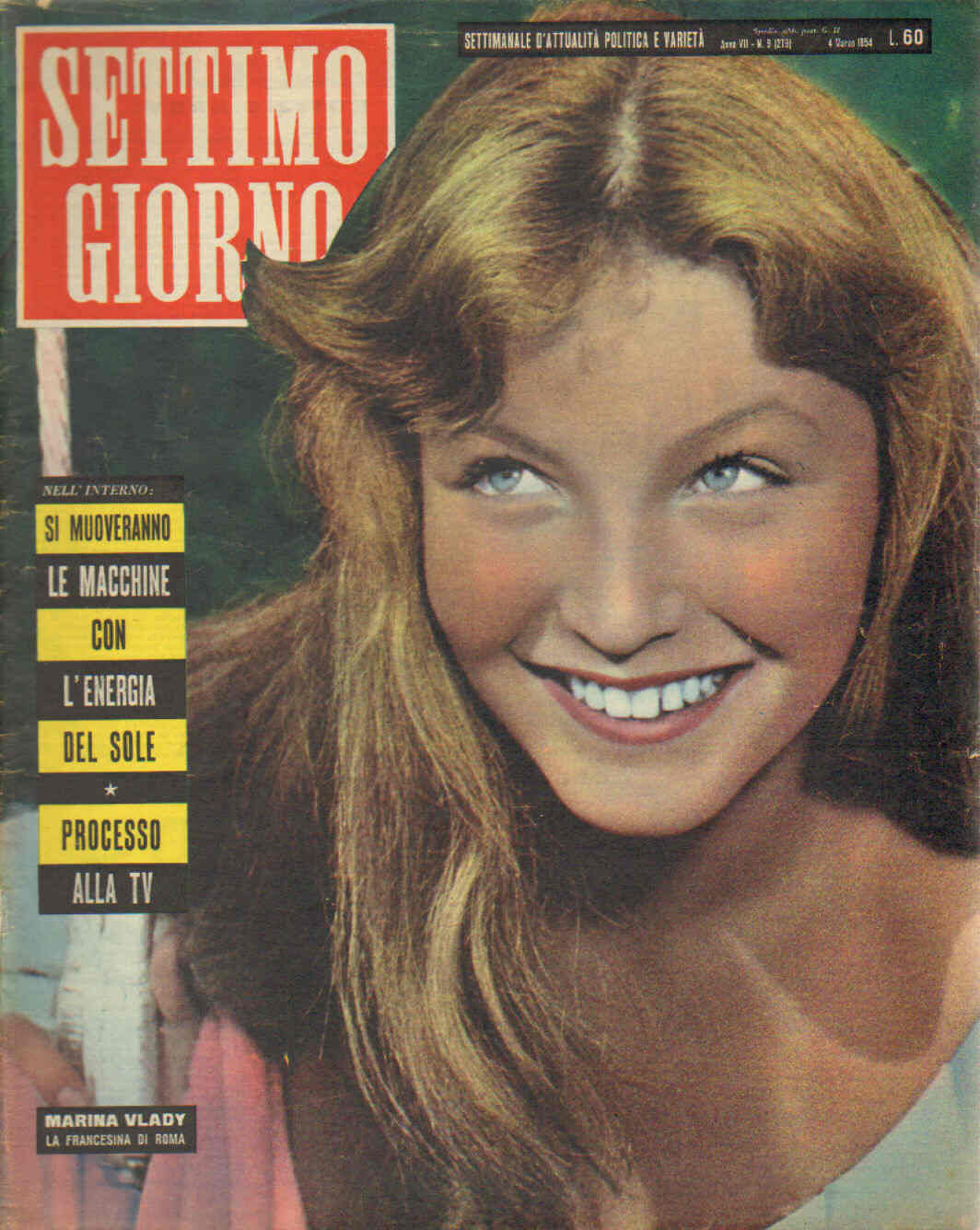 SETTIMO GIORNO magazine side cover Issue 9 4 March 1954