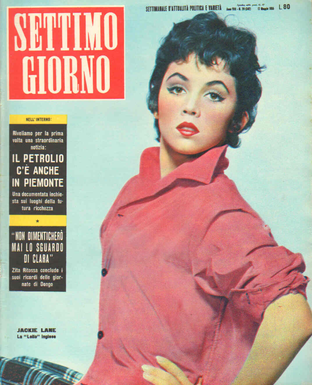 SETTIMO GIORNO magazine side cover Issue 20 17 May 1955
