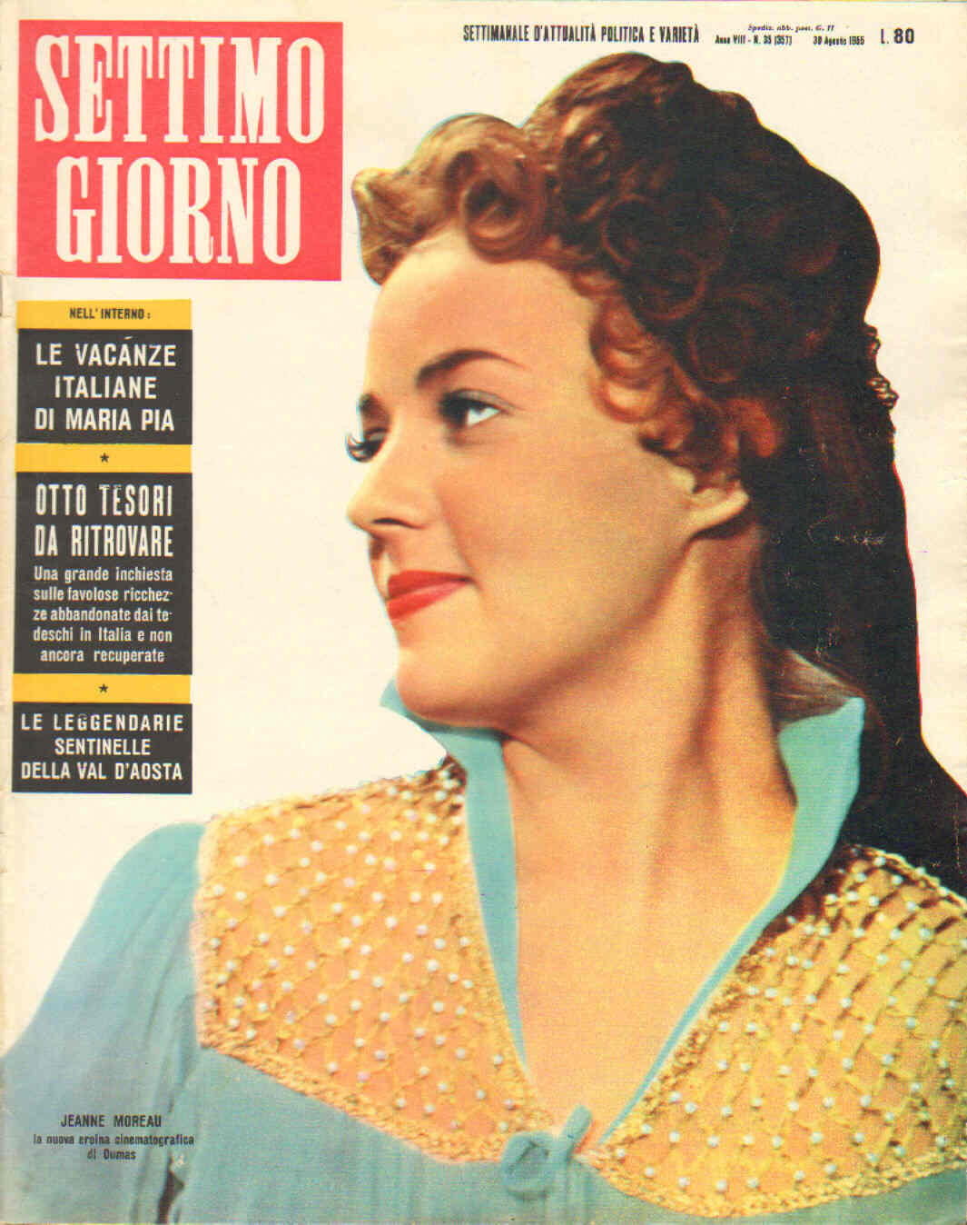 SETTIMO GIORNO magazine side cover Issue 35 30 August 1955