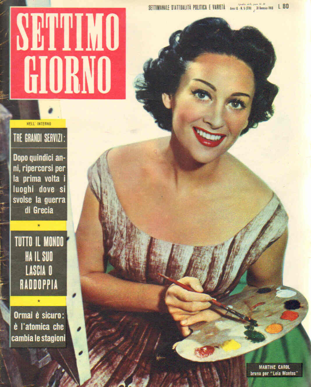 SETTIMO GIORNO magazine side cover Issue 5 31 January 1956