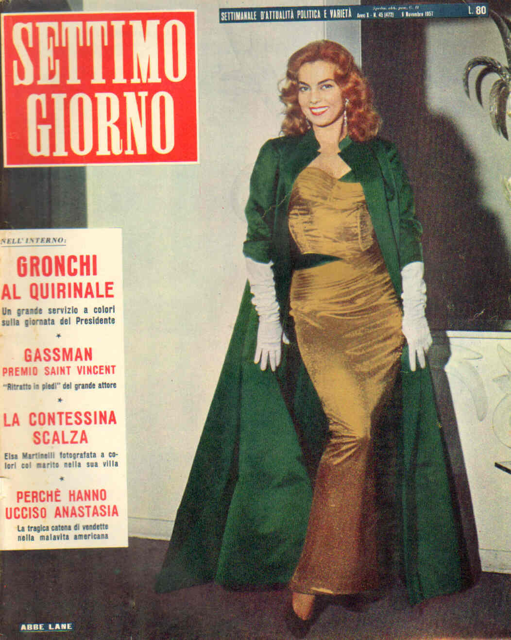 SETTIMO GIORNO magazine side cover Issue 45 1 November 1957