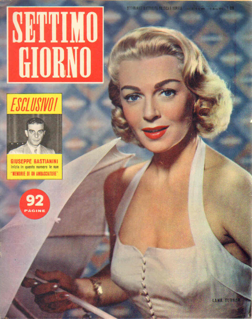 SETTIMO GIORNO magazine side cover Issue 11 13 March 1958