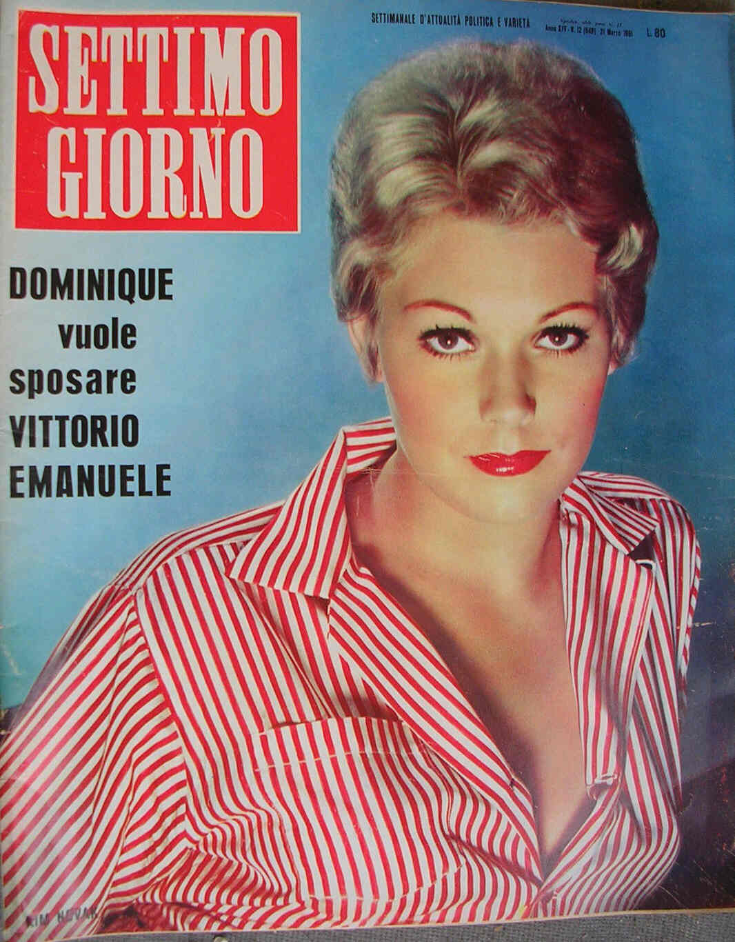SETTIMO GIORNO magazine side cover Issue 12 21 March 1961