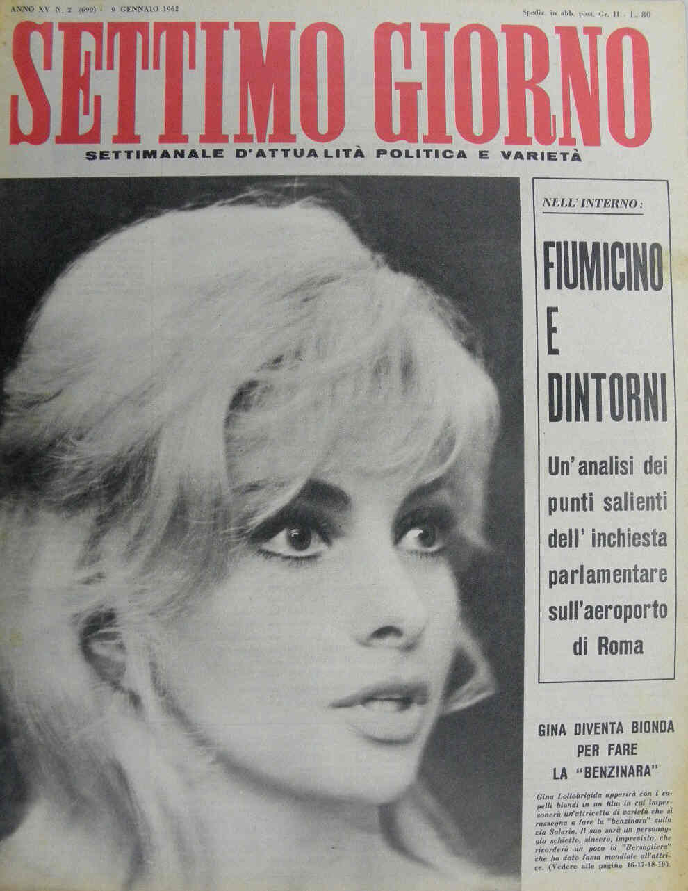 SETTIMO GIORNO magazine side cover Issue 2 9 January 1962
