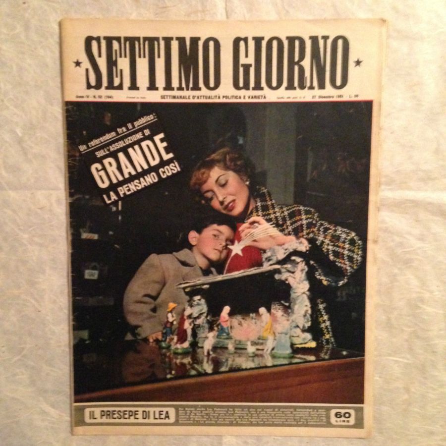 SETTIMO GIORNO magazine side cover Issue 52 27 December 1951