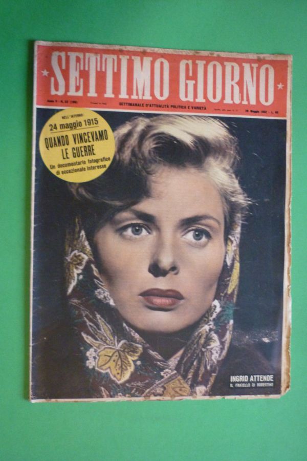 SETTIMO GIORNO magazine side cover Issue 22 28 May 1952