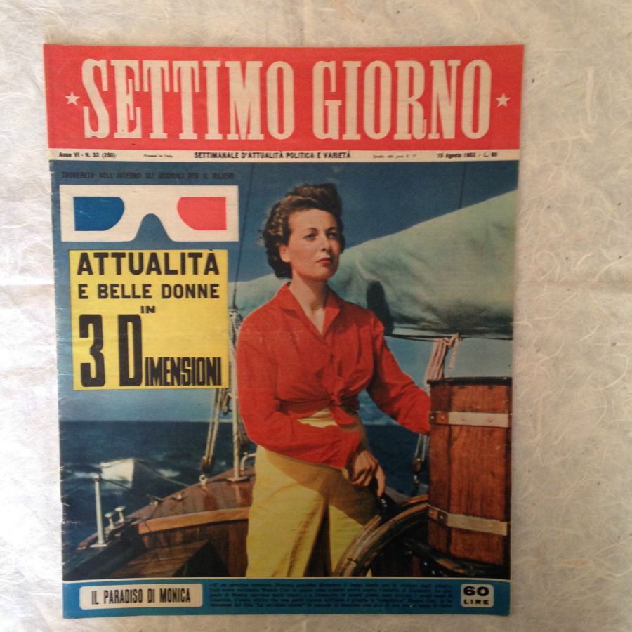SETTIMO GIORNO magazine side cover Issue 33 16 August 1953