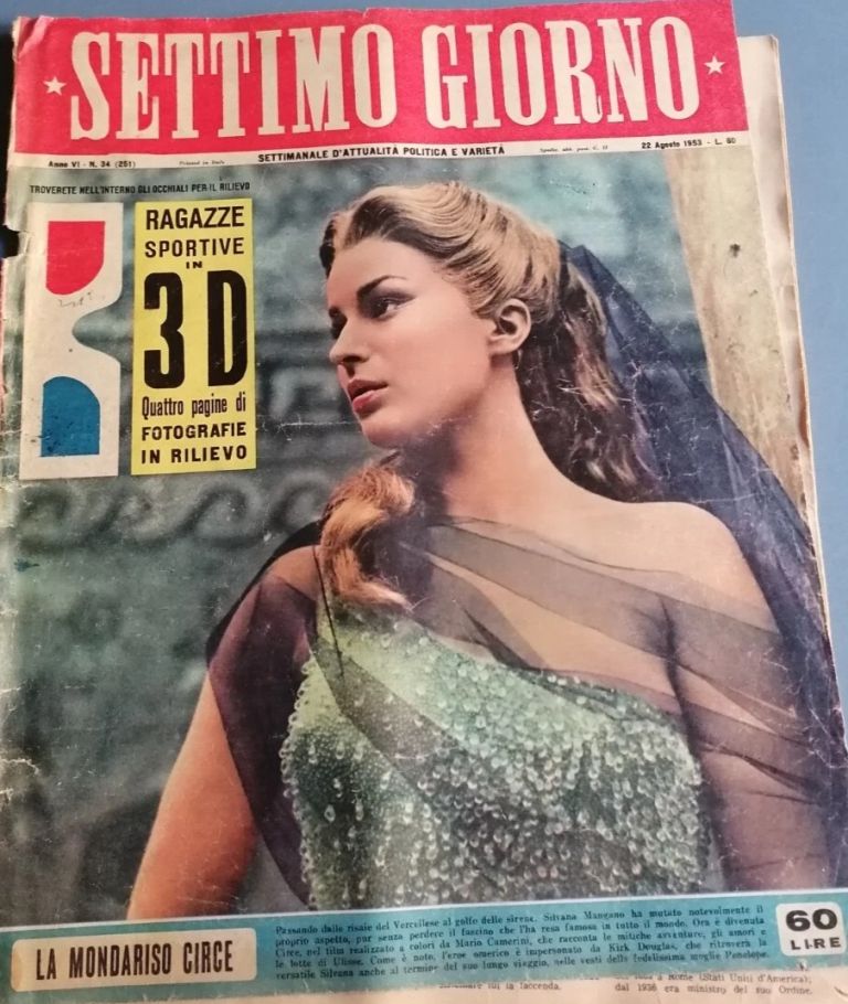 SETTIMO GIORNO magazine side cover Issue 34 22 August 1953