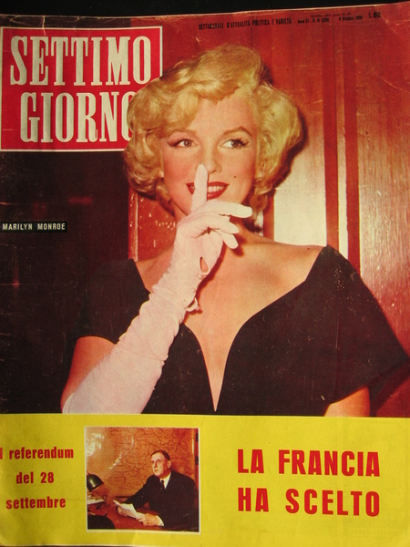SETTIMO GIORNO magazine side cover 1 October 1958