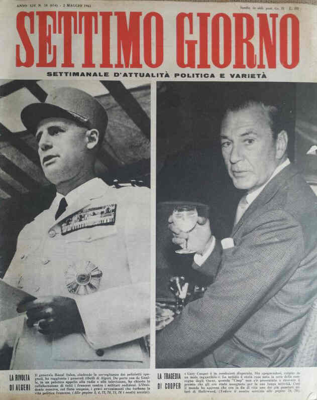 SETTIMO GIORNO magazine side cover Issue 18 2 May 1961
