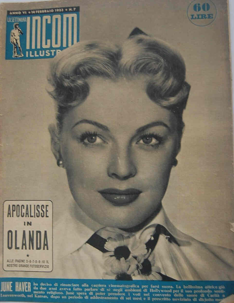 SETTIMANA INCOM magazine side cover Issue 7 14 February 1953