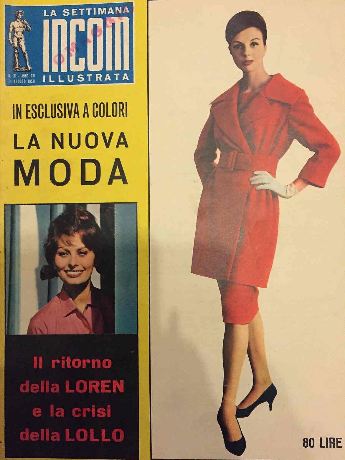 SETTIMANA INCOM magazine side cover Issue 31 1 August 1959