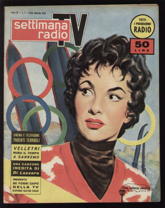 SETTIMANA RADIO TV magazine side cover Issue 7 12 February 1956
