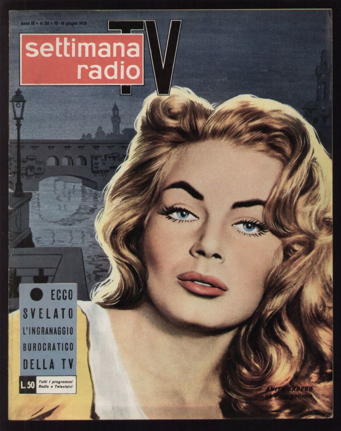 SETTIMANA RADIO TV magazine side cover Issue 24 10 June 1956