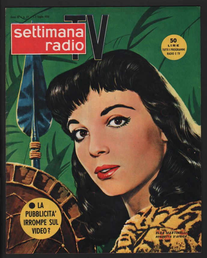 SETTIMANA RADIO TV magazine side cover Issue 27 1 July 1956