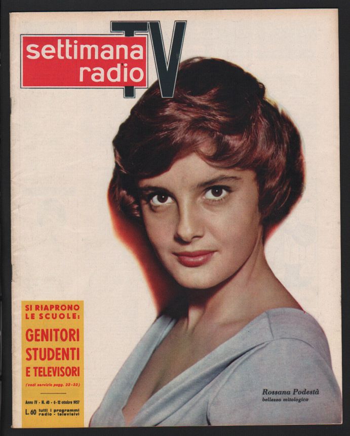 SETTIMANA RADIO TV magazine side cover Issue 40 6 October 1957