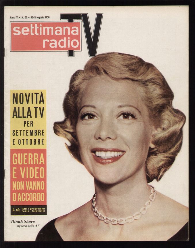 SETTIMANA RADIO TV magazine side cover Issue 32 10 August 1958
