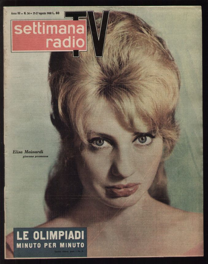 SETTIMANA RADIO TV magazine side cover Issue 34 21 August 1960