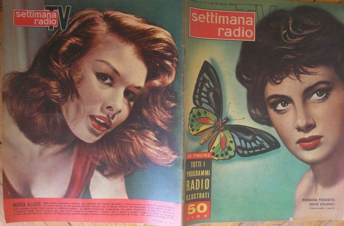 SETTIMANA RADIO TV magazine side cover Issue 11 13 March 1955