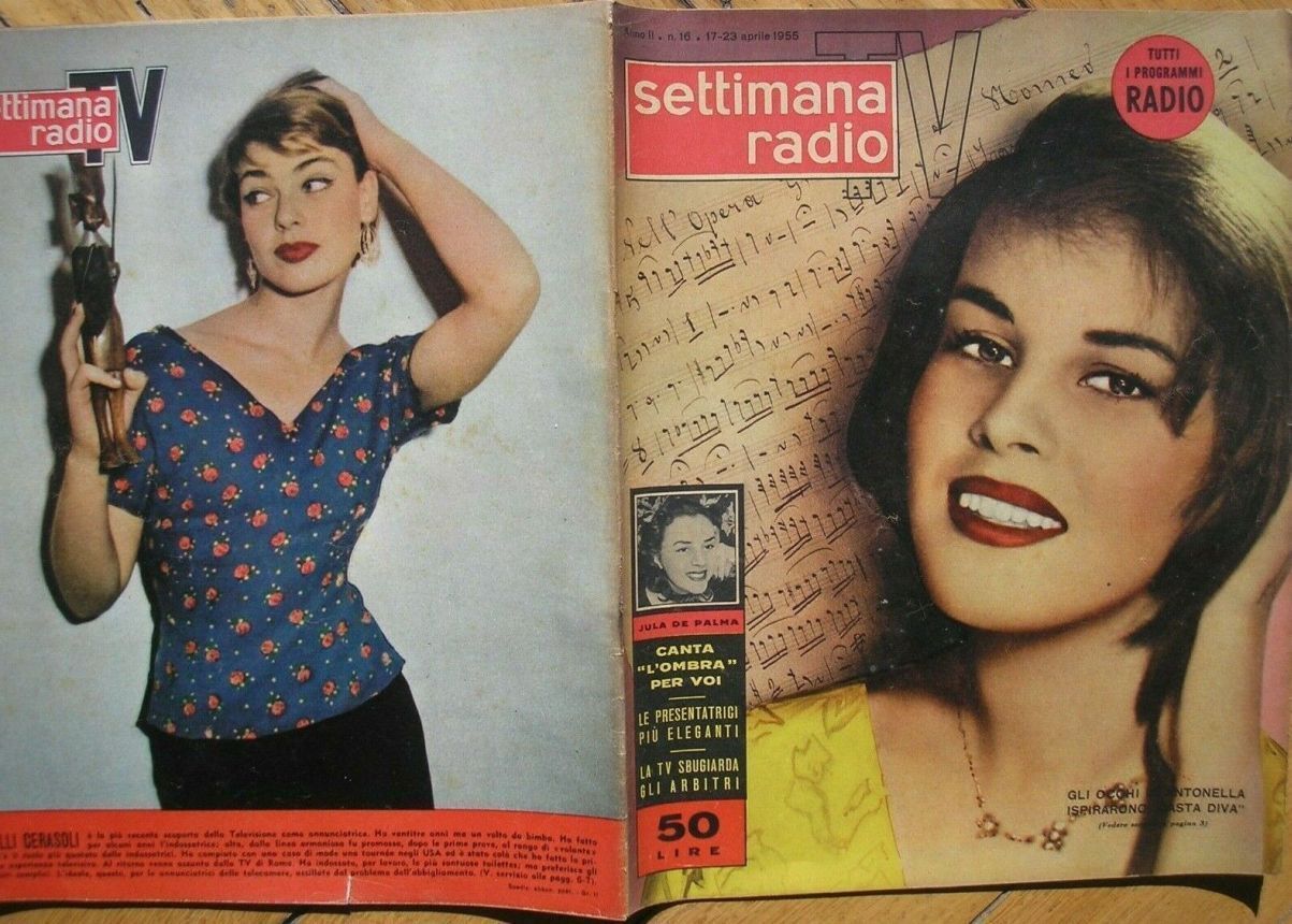 SETTIMANA RADIO TV magazine side cover Issue 16 17 April 1955