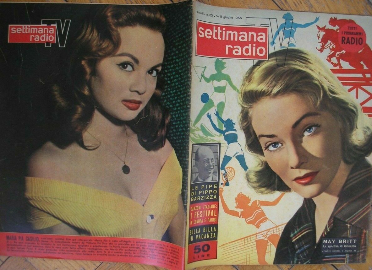 SETTIMANA RADIO TV magazine side cover Issue 23 5 June 1955