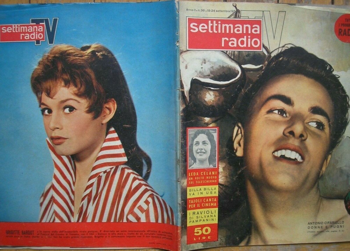 SETTIMANA RADIO TV magazine side cover Issue 38 18 September 1955