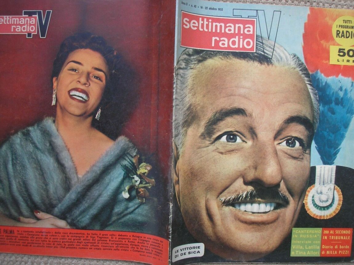 SETTIMANA RADIO TV magazine side cover Issue 42 16 October 1955