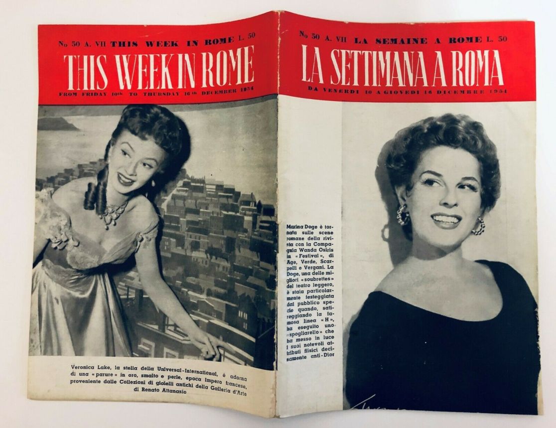 SETTIMANA A ROMA |LA magazine side cover Issue 50 16 December 1954