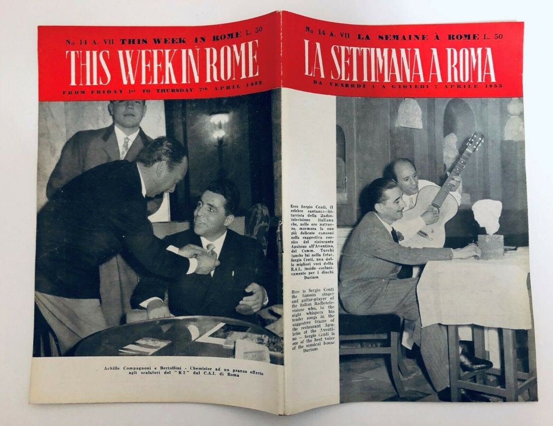 SETTIMANA A ROMA |LA magazine side cover Issue 14 7 April 1955
