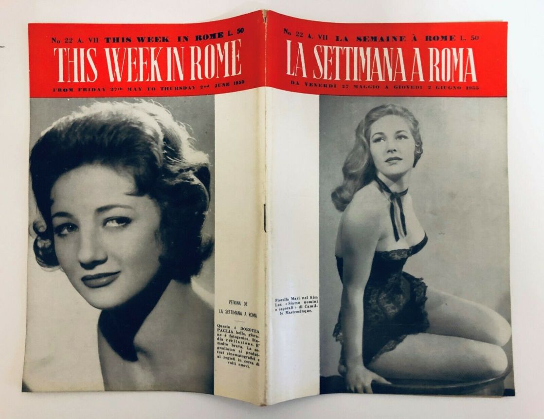 SETTIMANA A ROMA |LA magazine side cover Issue 22 2 June 1955