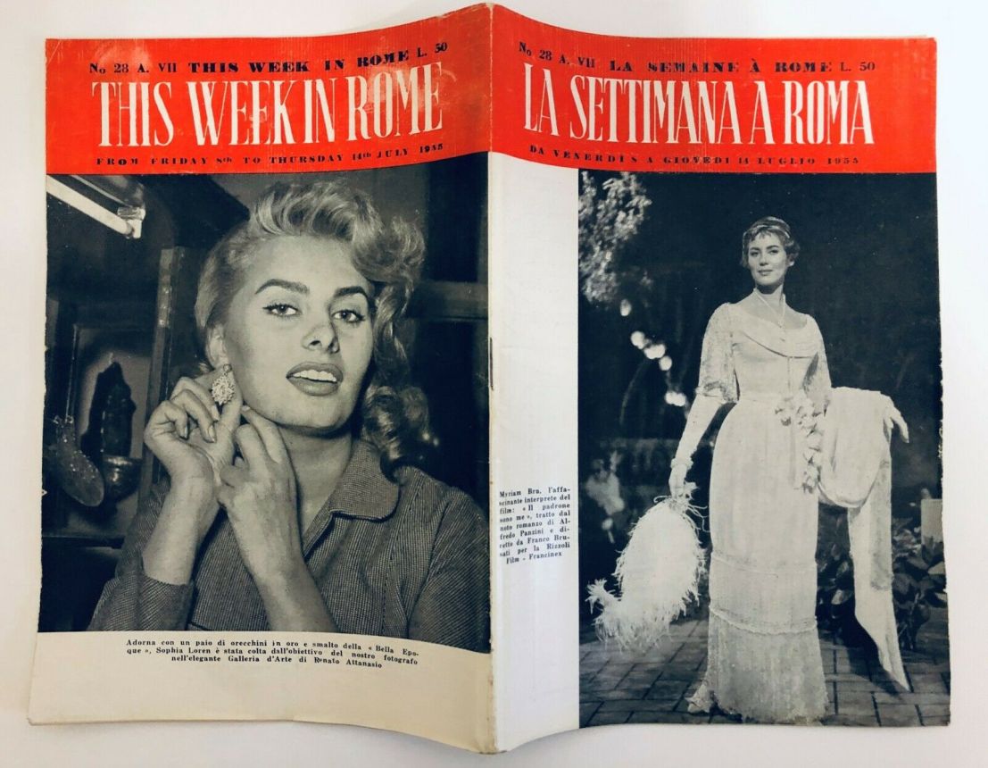 SETTIMANA A ROMA |LA magazine side cover Issue 28 14 July 1955