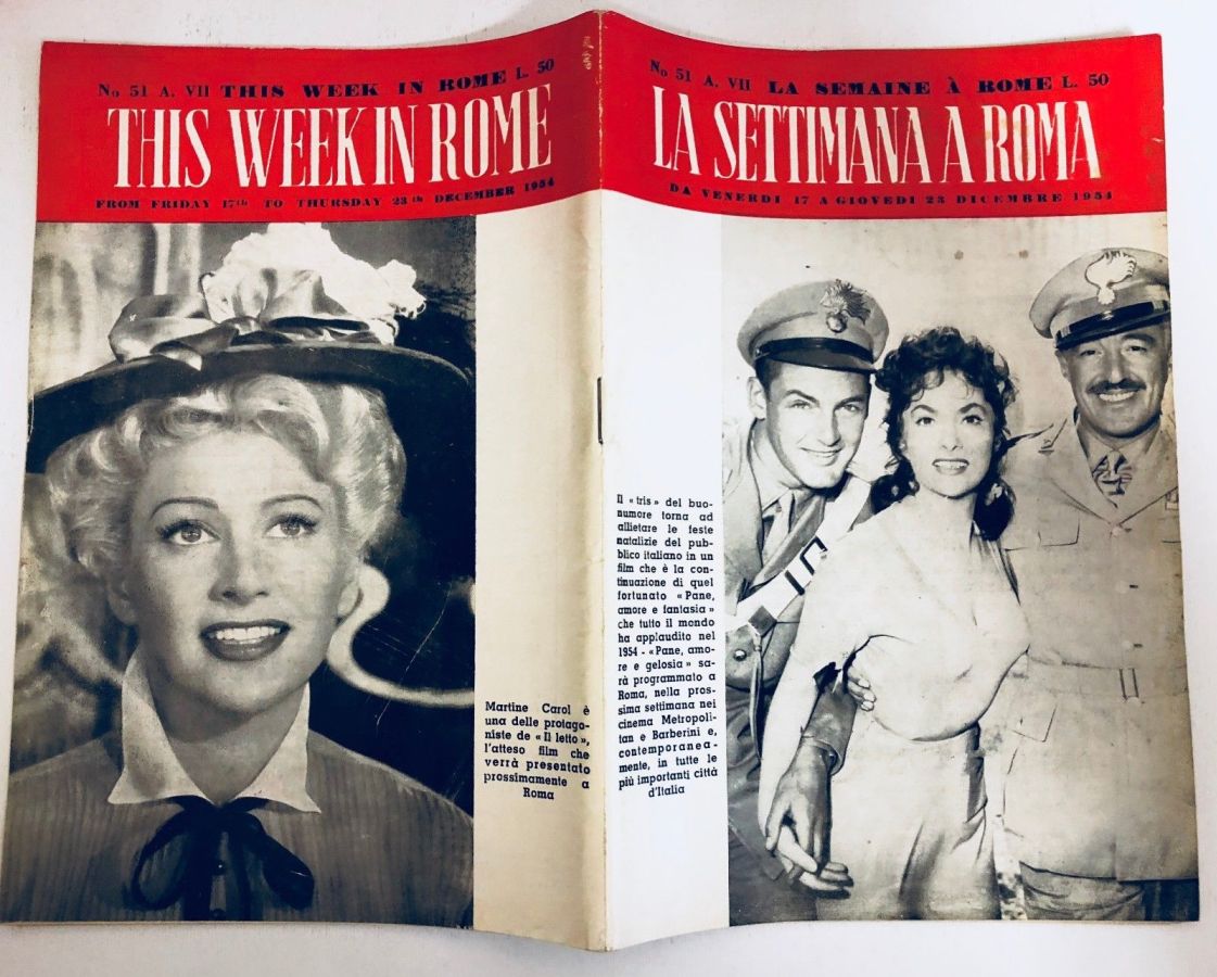 SETTIMANA A ROMA |LA magazine side cover Issue 51 23 December 1954