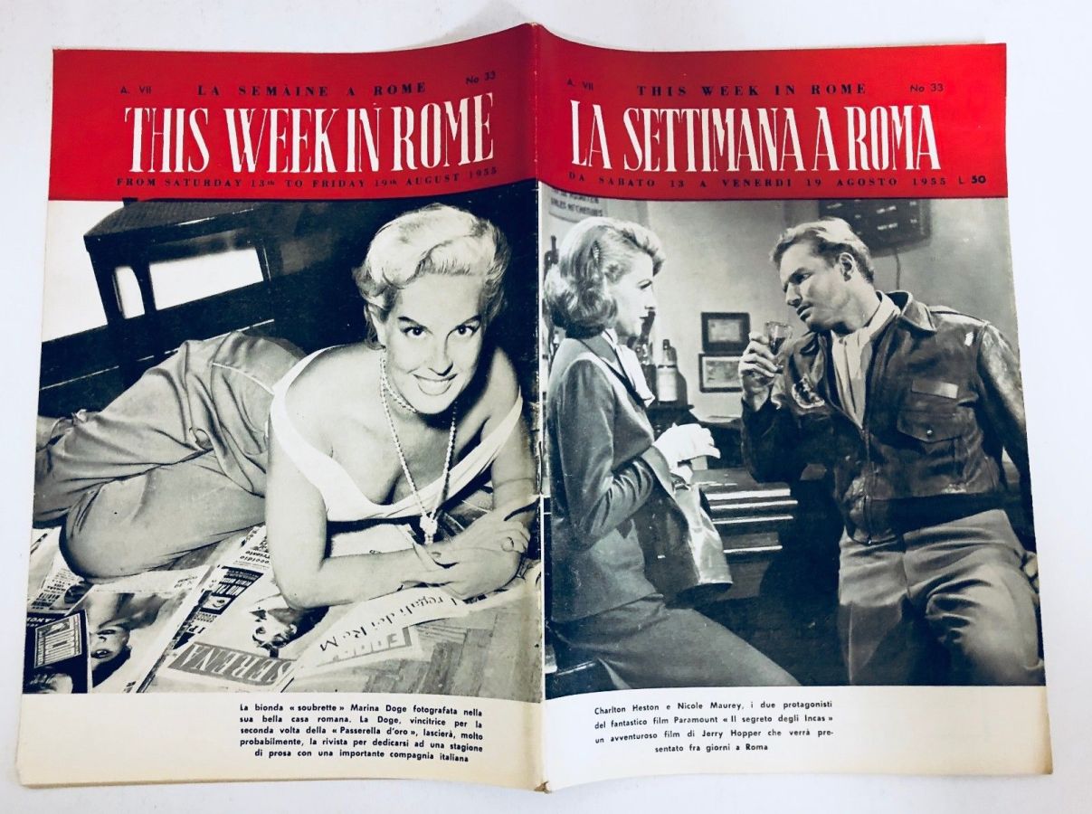 SETTIMANA A ROMA |LA magazine side cover Issue 33 19 August 1955