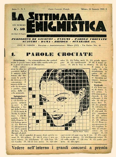 SETTIMANA ENIGMISTICA magazine side cover Issue 1 23 January 1932