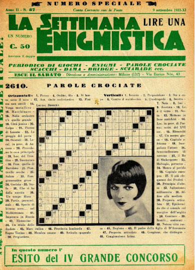 SETTIMANA ENIGMISTICA magazine side cover Issue 87 7 September 1933