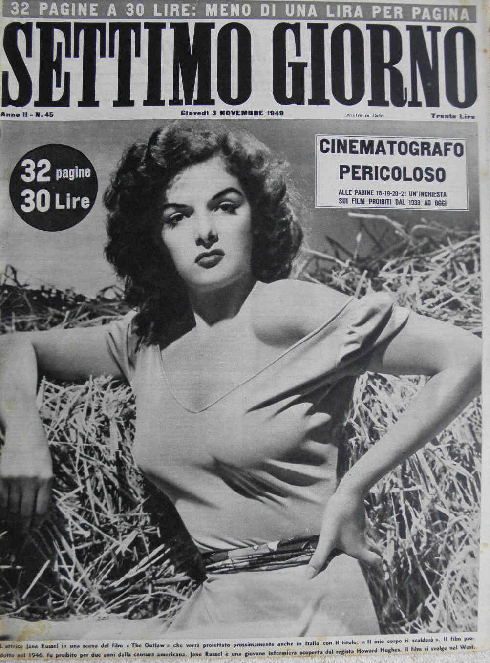 SETTIMO GIORNO magazine side cover Issue 46 3 November 1949
