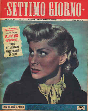 SETTIMO GIORNO magazine side cover Issue 10 11 March 1953