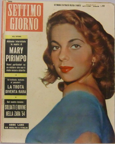 SETTIMO GIORNO magazine side cover Issue 43/313 28 October 1954